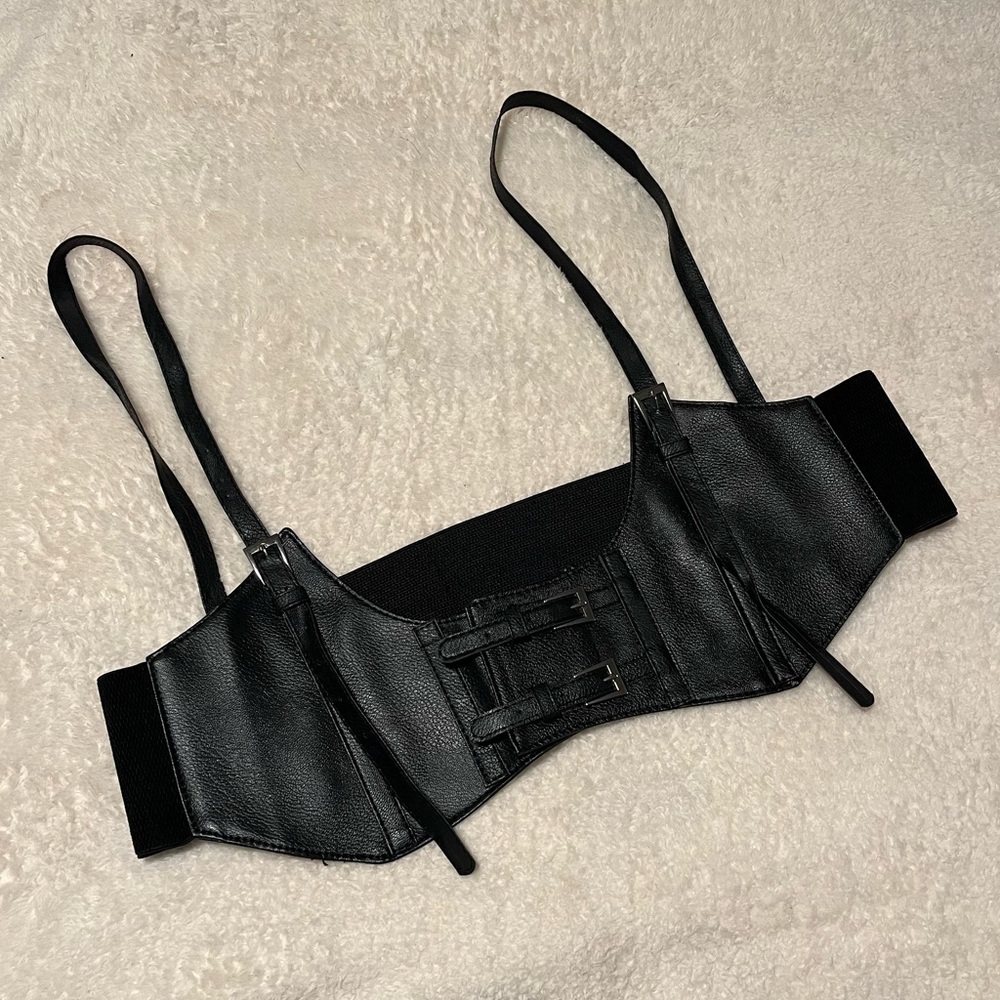 Faux leather harness belt